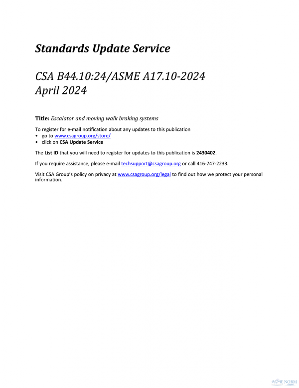 CSA B44.10/ASME A17.10 PDF