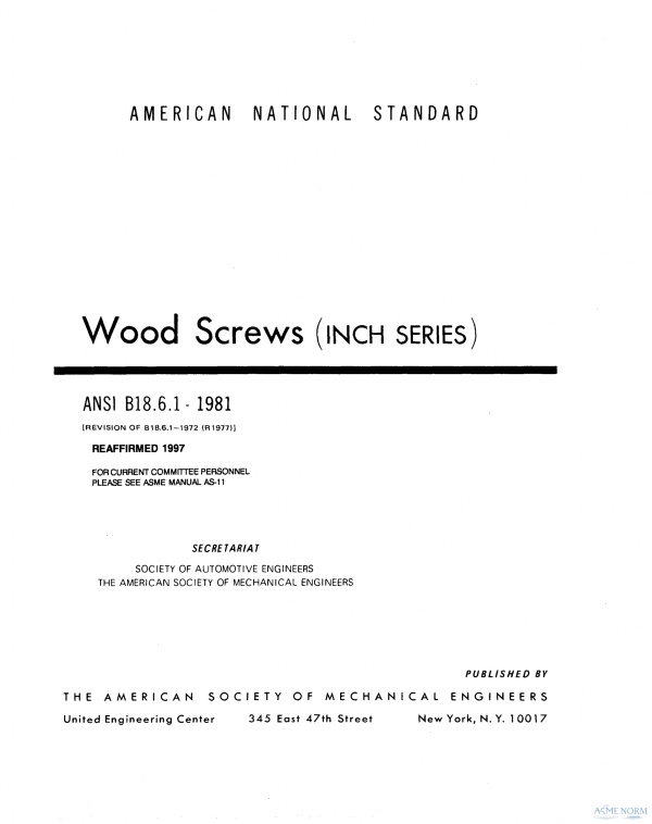 ASME B18.6.1 PDF ASME B18.6.1 PDF