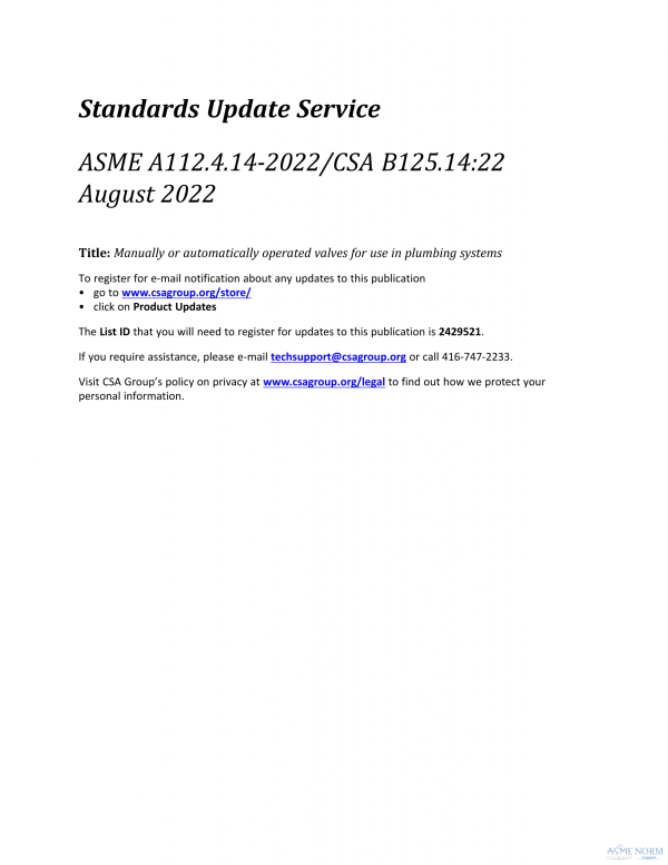 ASME A112.4.14/CSA B125.14 PDF